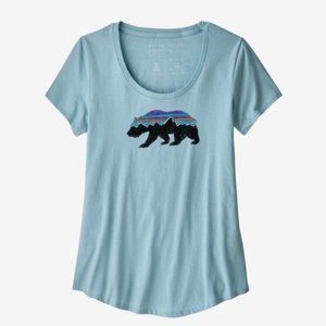 Women X Small Patagonia Fitz Roy Bear Organic Scoop T-shirt - Green